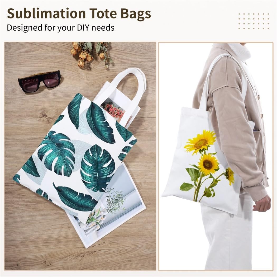 10-Pack Blank Canvas Tote Bags (for DIY/Sublimation)