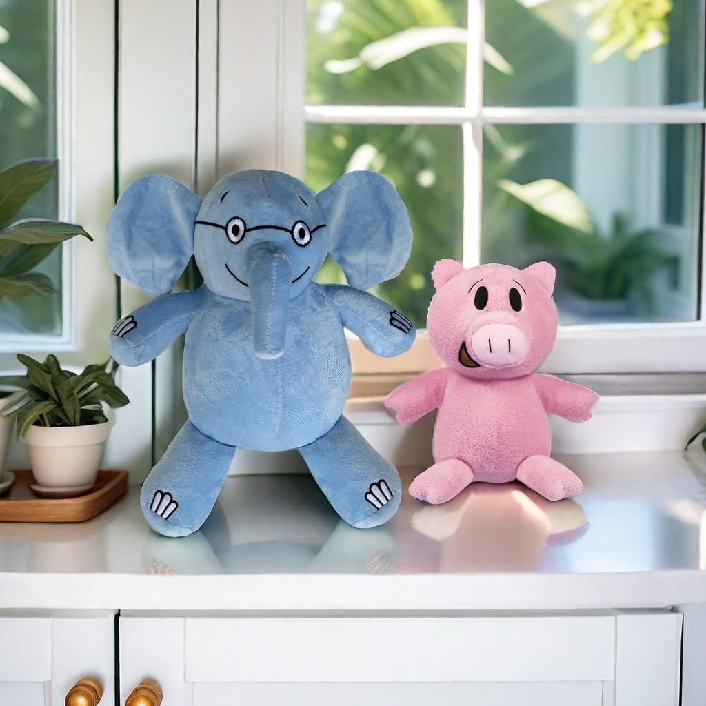 Blue Elephant and Pink Pig Plush