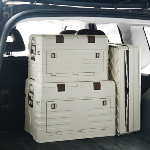 Foldable Storage Box Wooden Cover and Wheels