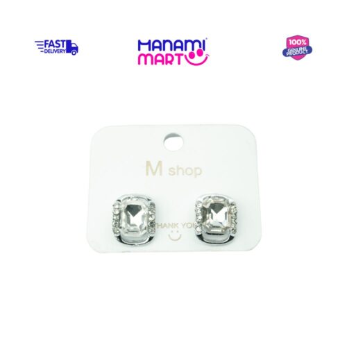 Clear Crystal Rectangle Stud Earrings