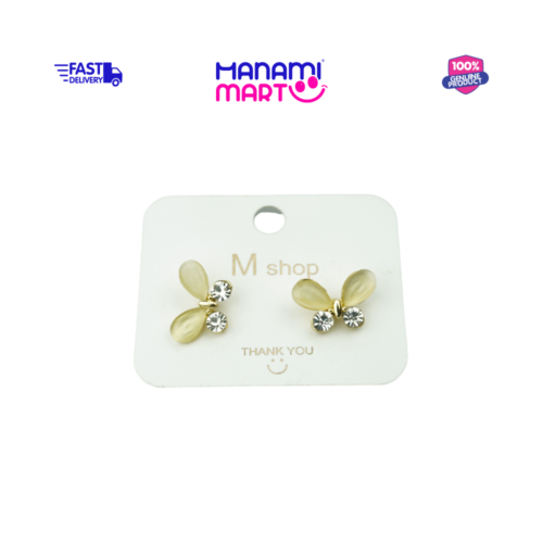 Golden Butterfly Crystal Stud Earrings