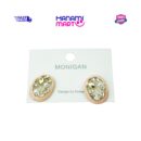 Peach Oval Crystal Pearl Stud Earrings