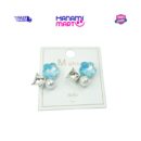 Sky Blue Flower Pearl Stud Earrings