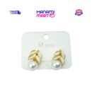 White Pearl Leaf Stud Earrings